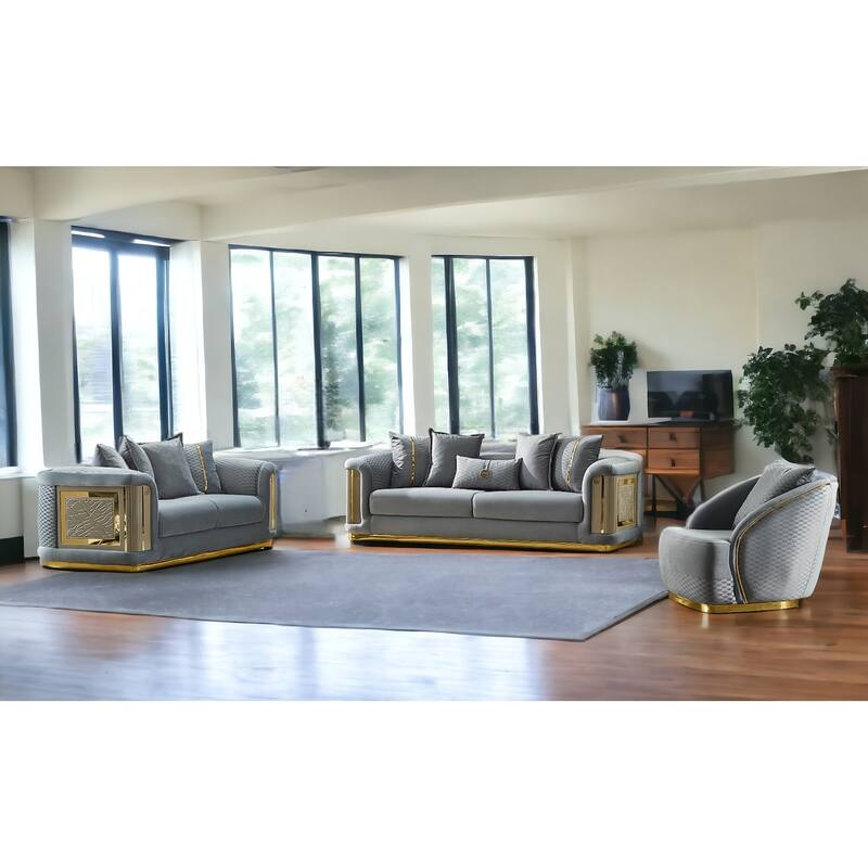 Orabella 3 Pieces Living Room Sets 1 Sofa 1 Love seat 1 Chair - Lıght Grey