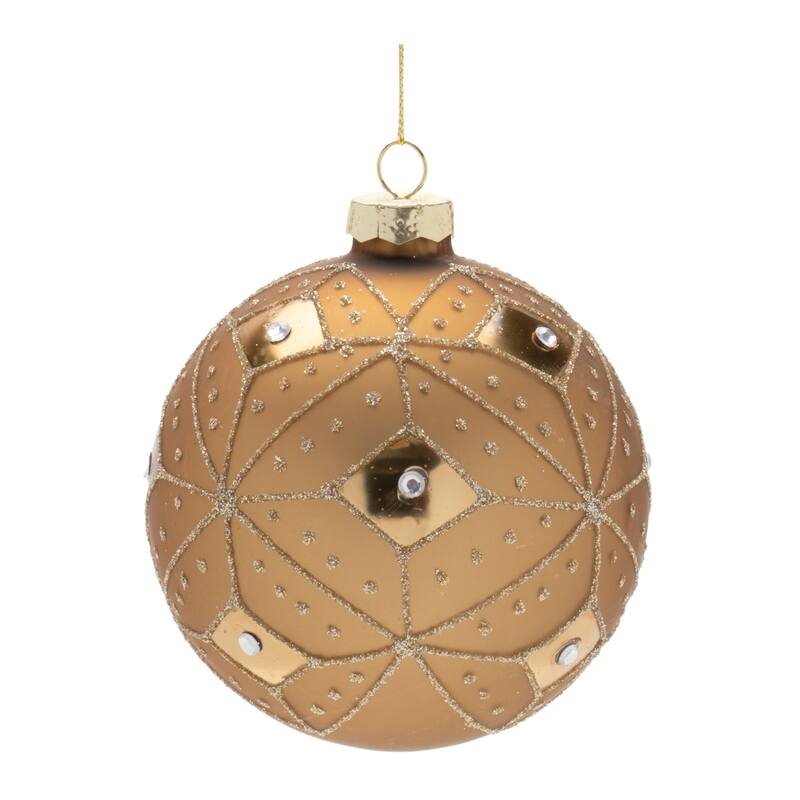 Geometric Glittered Glass Ball Ornament (Set of 6) - N/A