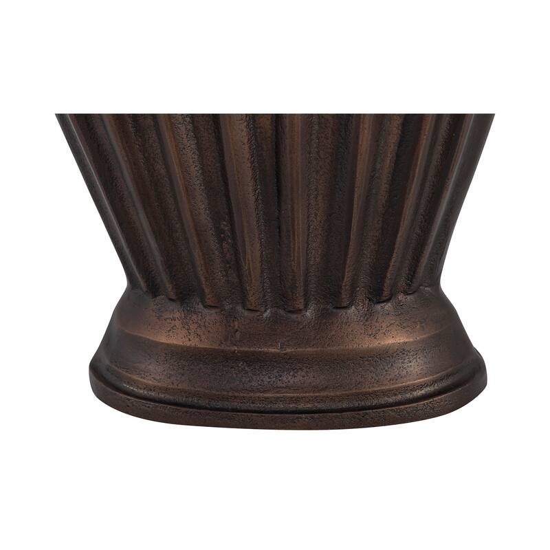 NADAAL STUDIOS Avielle Aged Pewter Cast Aluminum Vase with Fluted Fan Shape