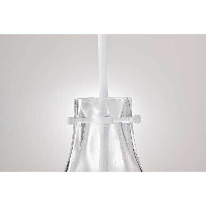 Clear Dimpled Cylindrical Glass Pendant Ceiling Light - 12in
