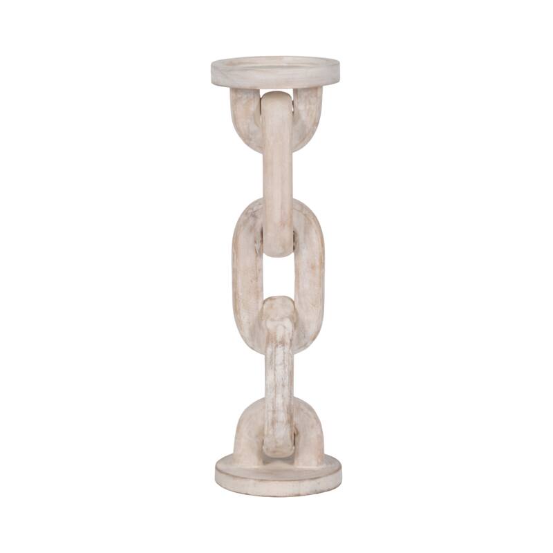 Wood Chain Link Taper Candle Holder - White, 14 in.