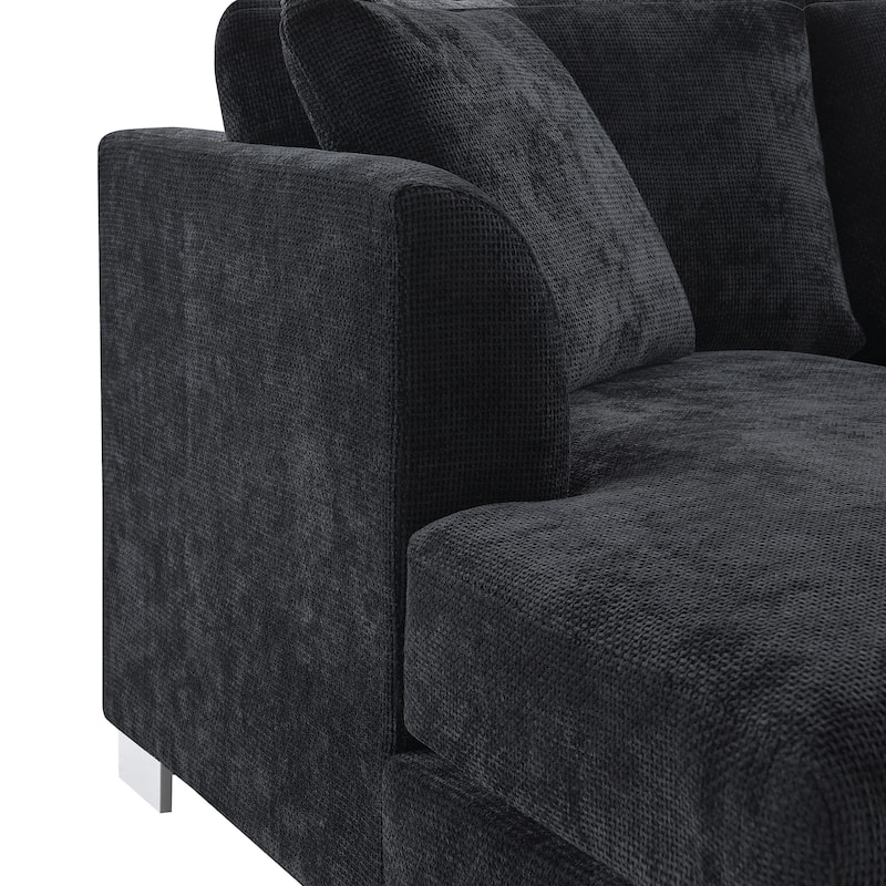 4-seat Chenille Indoor Sectional Sofa with Oversized Chaise