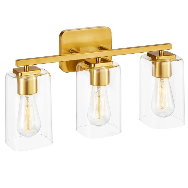 KAWOTI 3 Light Bathroom Vanity Light with Rectangular Glass Shade