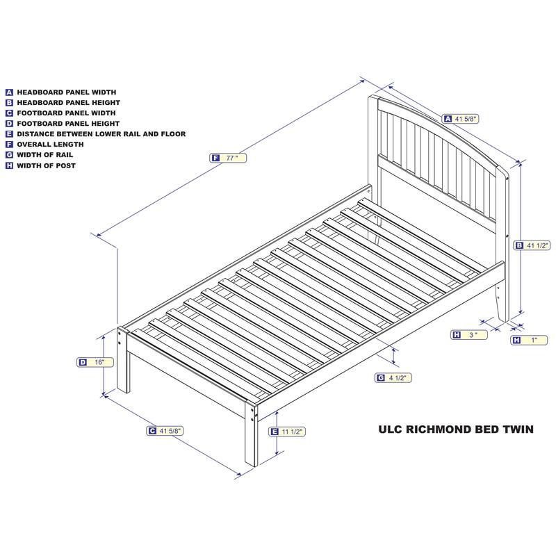 Platform Bed - Sleek Bowed Design & Sturdy Slats for Bedroom