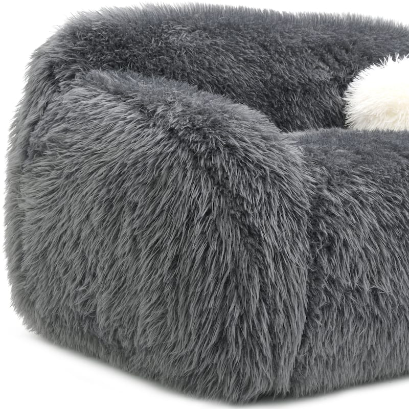 Furniture of America Cynra Modern 45-inch Faux Fur Swivel Arm Chair with Ball Pillow