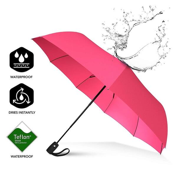 Shop Repel Windproof Travel Umbrella With Teflon Coating Pink Pink Size One Size Overstock 29017771