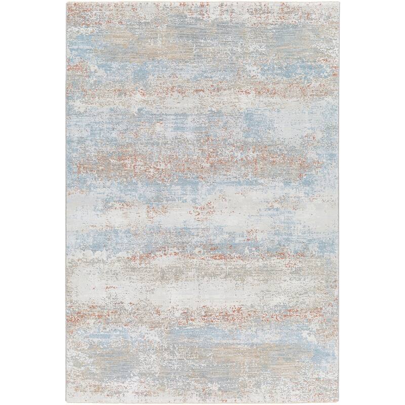 Kianna Modern & Contemporary Area Rug - 5' x 7' 5" - Rust/Blue