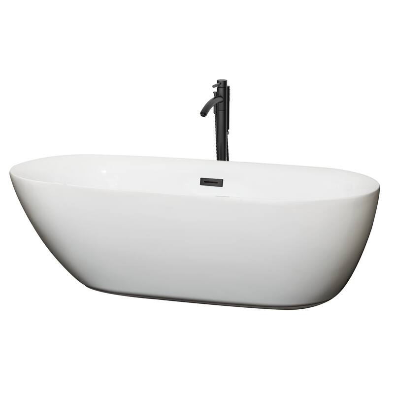 Wyndham Collection Melissa 71" Free Standing Acrylic Soaking Tub with - White / Matte Black Trim