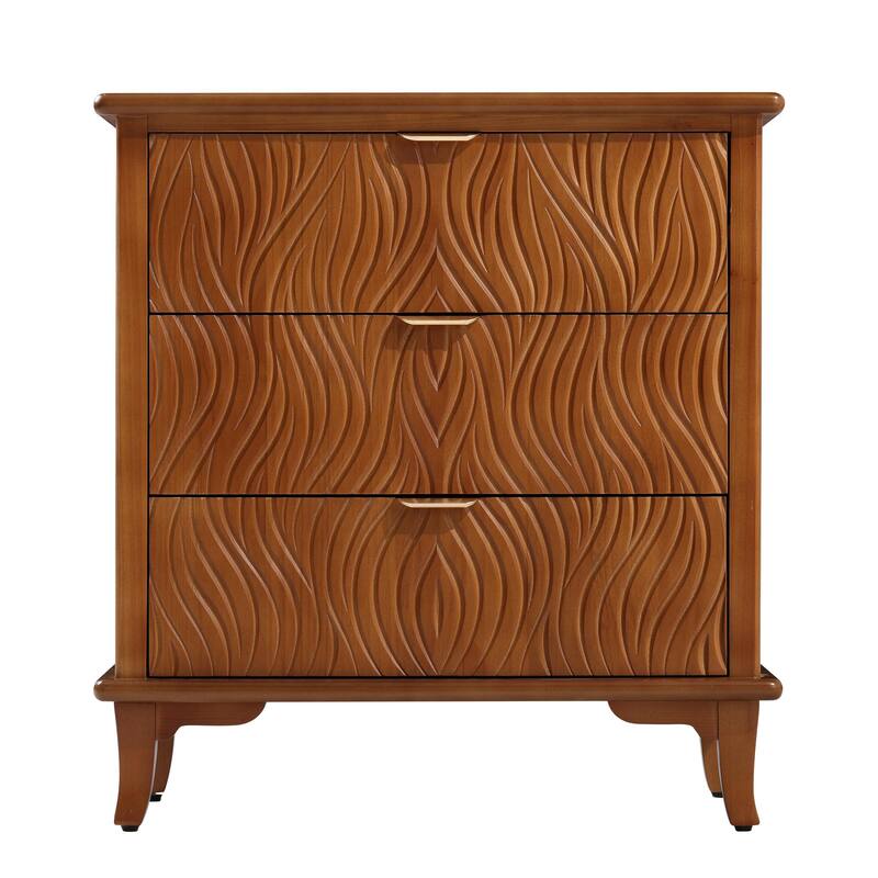 COZAYH Farmhouse Dresser, Accent Wooden Storage Cabinet with Sculpted Wave Drawer Fronts