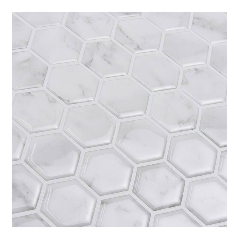 InHome Hexagon Marble Peel & Stick Backsplash Tiles