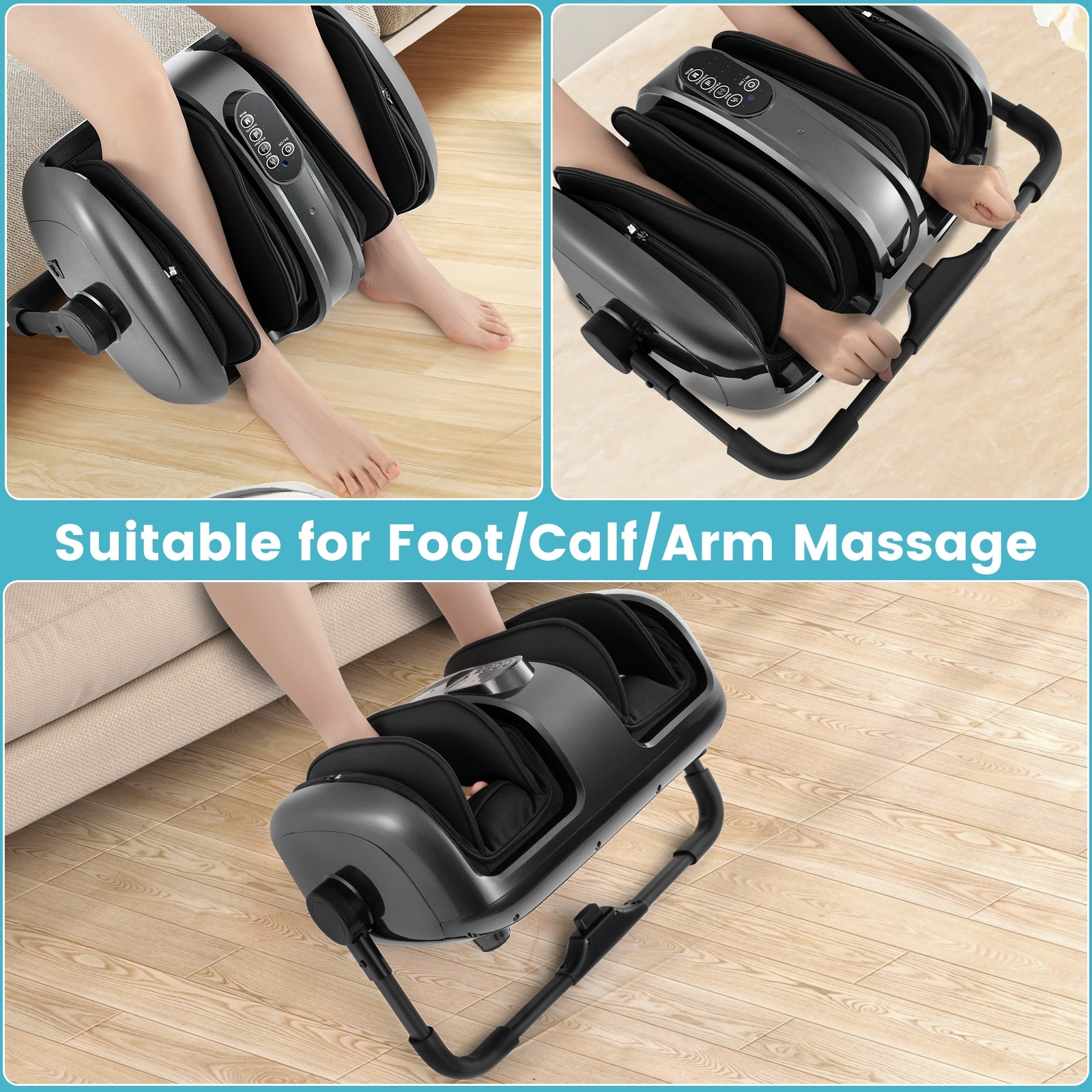 Foot and Calf Massager with Heat for Blood Circulation Pain Relief - 23” x 18” x 9” (L x W x H)