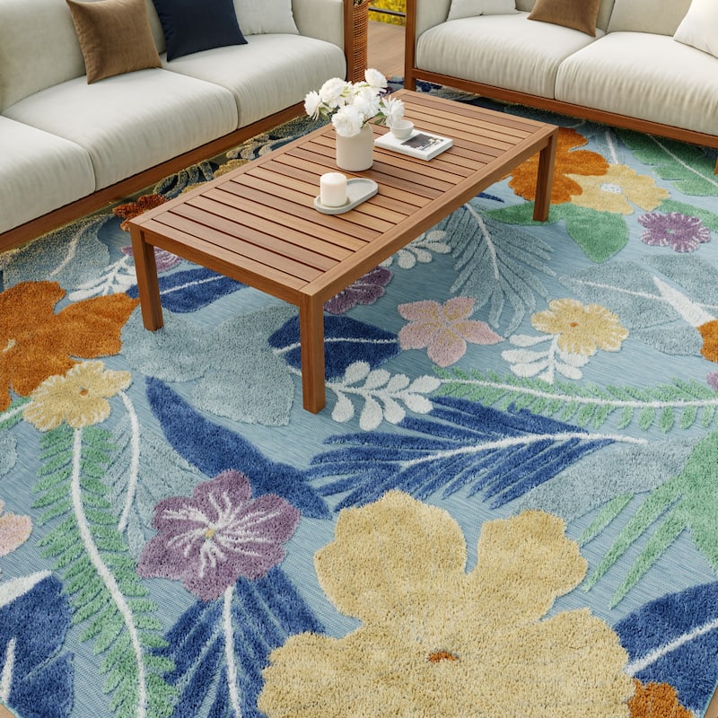 Nourison Suncoast Indoor/Outdoor Floral Area Rug.