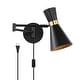 preview thumbnail 4 of 4, Industrial Plug in Swing Arm Black Gold Wall Lamp, Vintage Metal Rustic Retro Adjustable Hanging Light for Bedroom Living Room