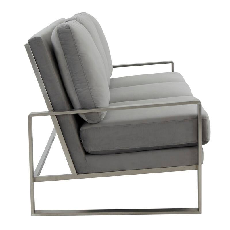 Jefferson Velvet Upholstered 3 Seater Sofa with Silver Metal Frame with Removable Cushion for Living Room, Bedroom, Office