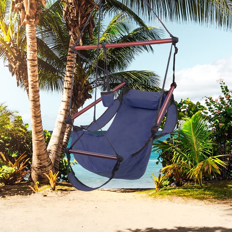Well-equipped S-shaped Hook S-hook Cacolet Green Hanging Seat Hammock Chairs - Blue