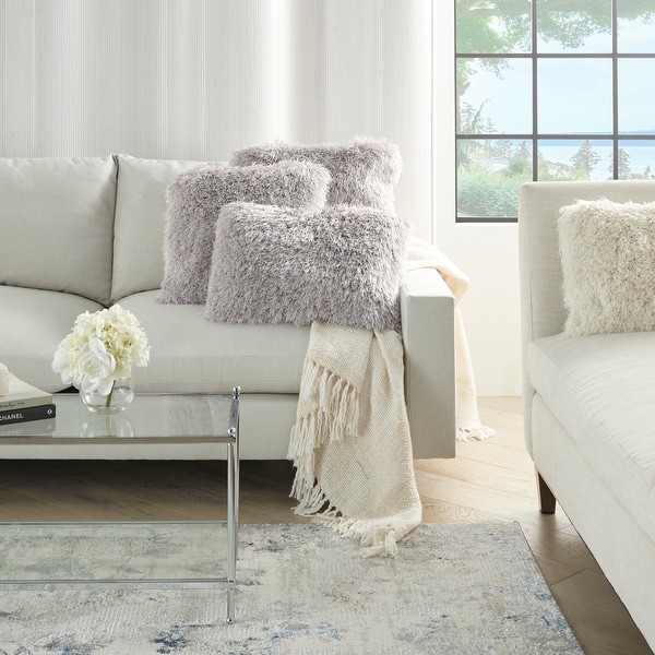 White shag throw pillow on sale