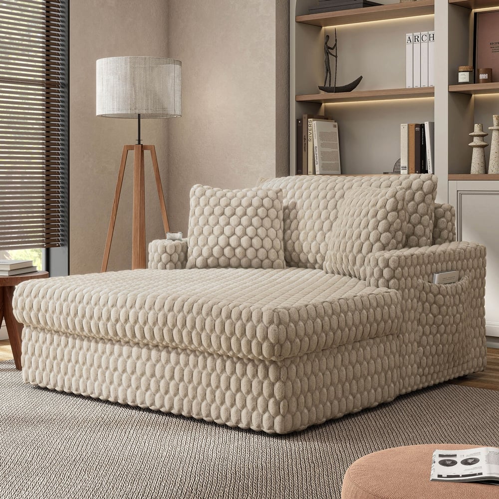 Furniture of America Lanturn Modern Soft Upholstered 2-Arm Oversized Chaise