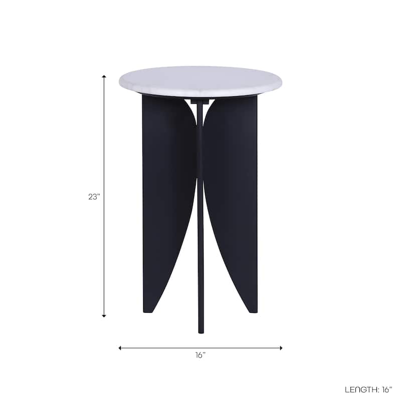 Contemporary Round Pedestal Stone Top Accent Table - 24"