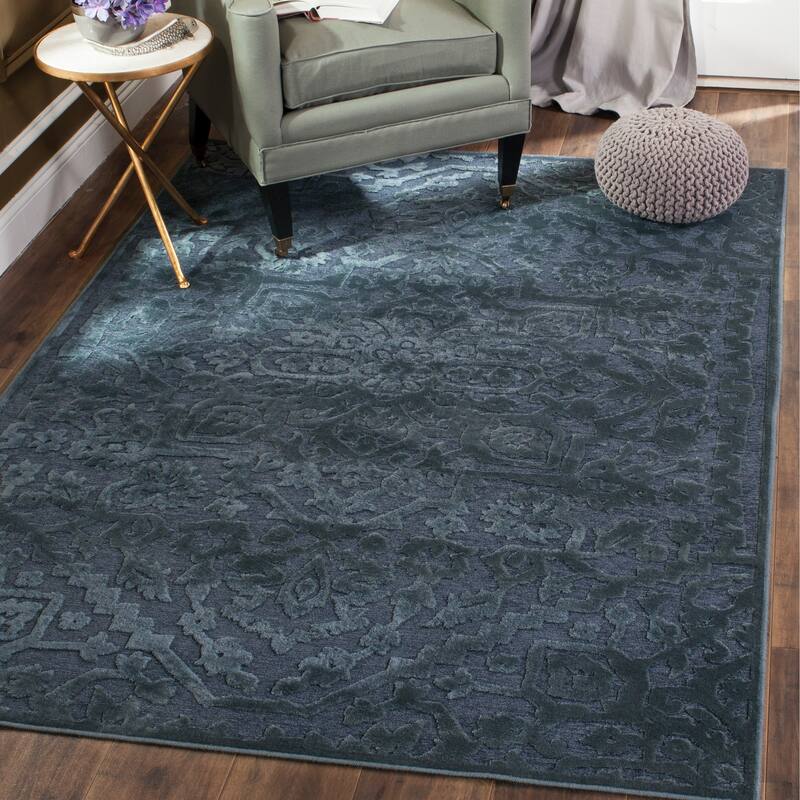 SAFAVIEH Paradise Kibariye Modern Viscose Rug - 4' x 5'7" - Navy - Rectangle