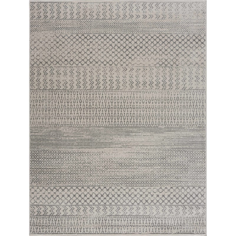Hauteloom Tigris Modern Traditional Abstract Farmhouse Neutral Grey / Beige Area Rug