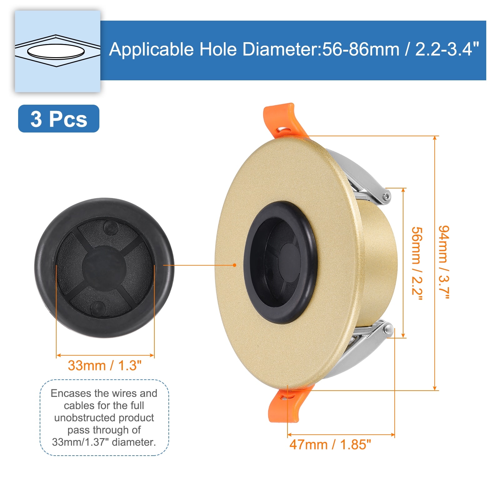 Cable Pass Port, Spring-Lock Cable Pass Through Port,