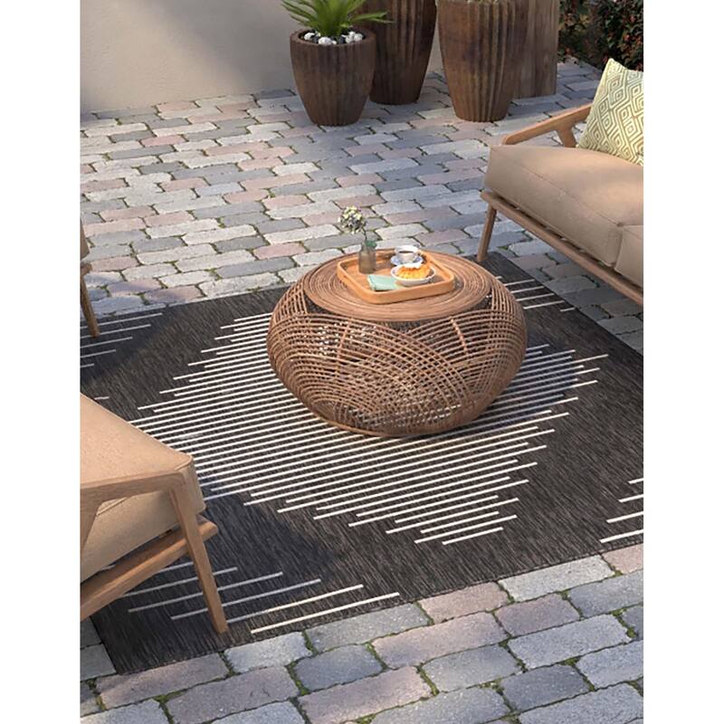Outdoor Ucul Collection Area Rug - Charcoal Gray - 10'8" Square