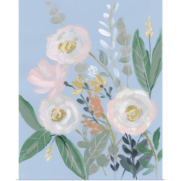 "Spring Bouquet on Blue I" Poster Print