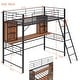preview thumbnail 5 of 8, Black Twin Size Metal Loft Bed with Desk, Shelf, and Ladder for Kids' Rooms
