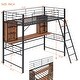 preview thumbnail 7 of 10, Contemporary Twin Size Loft Bed with Desk, Shelf, Storage Shelves and Ladder, Sturdy Construction & Safety Guaranteed, Black