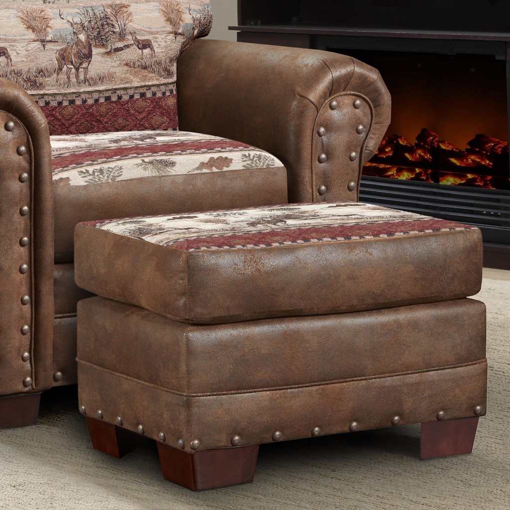 Brown Tapestry Deer Valley Lodge Ottoman