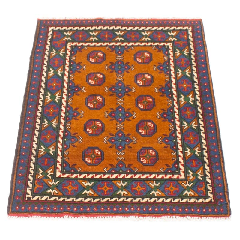 ECARPETGALLERY Hand-knotted Afghan Brown Wool Rug - 2'9 x 4'7