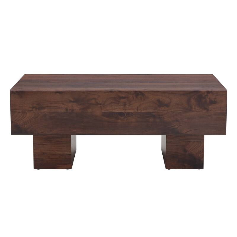 Modern Simple Walnut Colored Texture Sticker MDF Coffee Table - 43.3"x21.6"x17.2" Practical Model.Making it an ideal addition