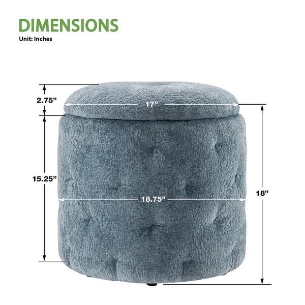 dimension image slide 4 of 5, Erindale Round Storage Ottoman