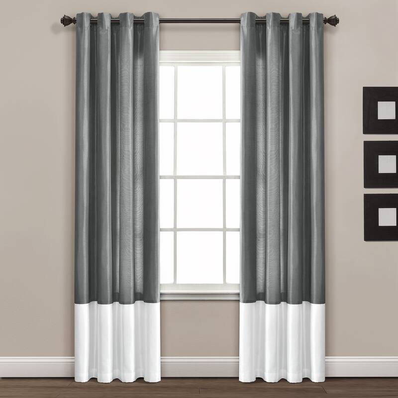 Lush Decor Prima Window Curtain Panel Pair - 84 Inches - White & Gray