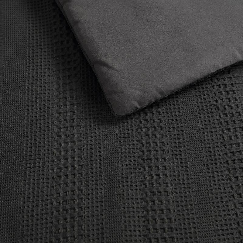 Kenneth Cole Variegated Waffle Black 14 Piece Comforter Bonus Set