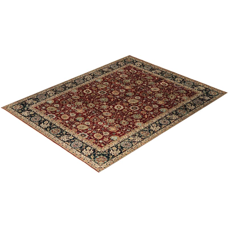 Indo Persian One-of-a-Kind Hand-Knotted Area Rug - Red, 9' 1" x 11' 9" - 9' 1" x 11' 9"