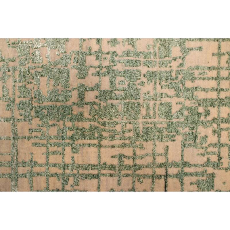 ECARPETGALLERY Hand-knotted Legacy Green Silk, Wool Rug - 2'6 x 12'3