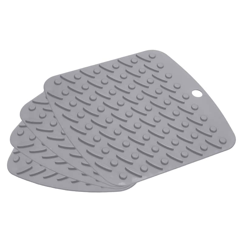 4pcs Heat Resistant Silicone Kitchen Trivet Mat Pan Hot Pot Holder - Light Grey