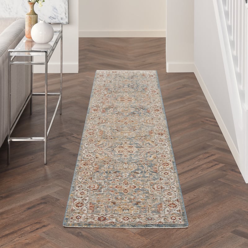 Nourison Petra Traditional Persian Floral Area Rug - 2' 3" x 10' 2" - Blue