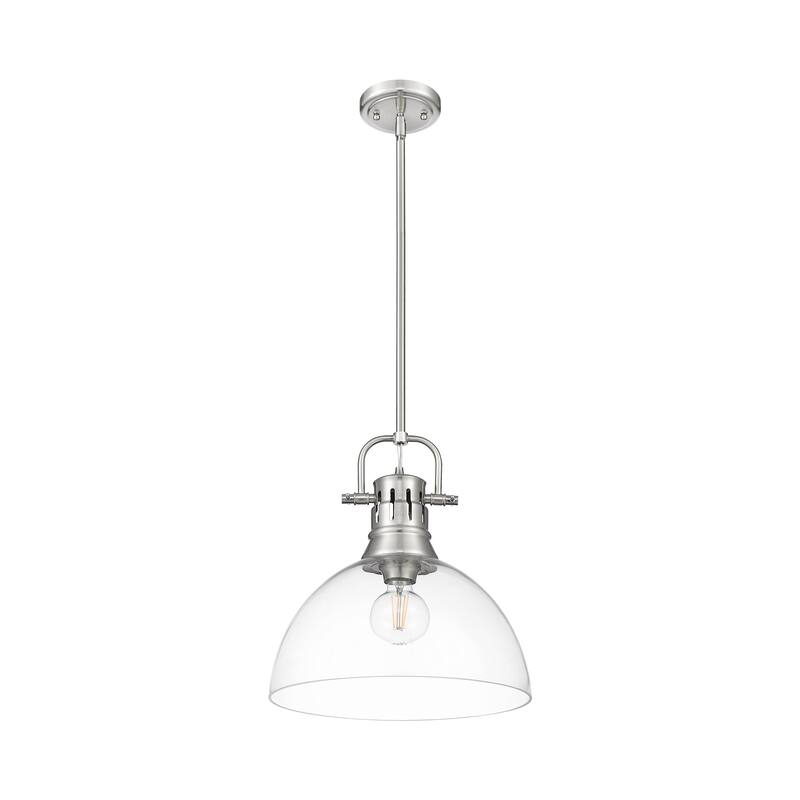 Yep by Golden Lighting Duncan 1-light 14in rod hung Pendant in Pewter and Clear Glass