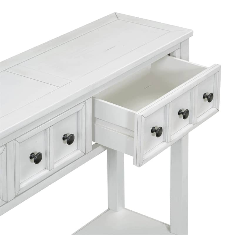 Merax 60" Long Console Table with Different Size Drawers and Bottom Shelf
