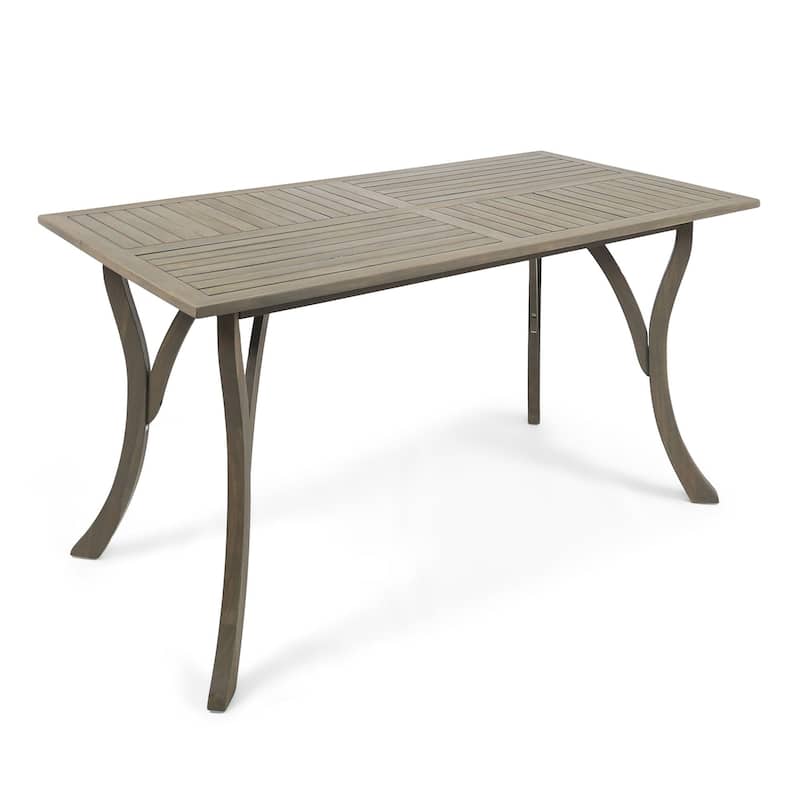 59-Inch Rectangular Wood Patio Table for Outdoor Dining