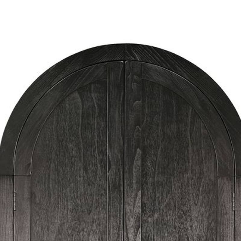 Dyz Arched Storage Cabinet, 2 Doors w Adjustable Shelves, Black Wood