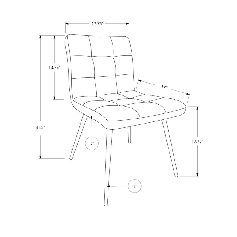Modern Upholstered Dining Chairs - Set of 2, White PU Leather Chrome Accent Living Room Chair - 38.75