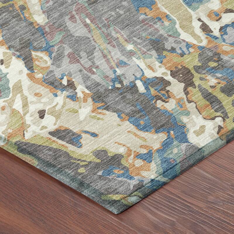 Machine Washable Indoor/ Outdoor Brushstrokes Chantille Rug