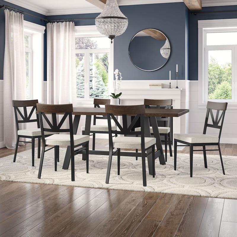 Amisco Otello Solid Wood Table and Clark Chairs 7-Pieces Dining Set