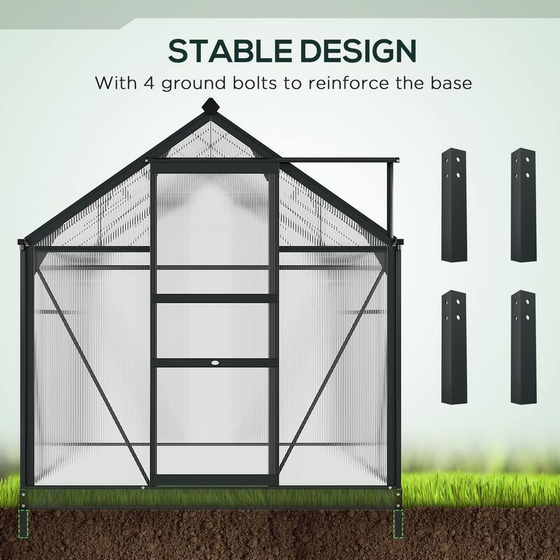 Outsunny Polycarbonate Walk-in Garden Greenhouse - Clear