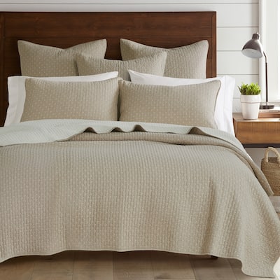 Cross Stitch Taupe Full/Queen Quilt Set - Levtex Home