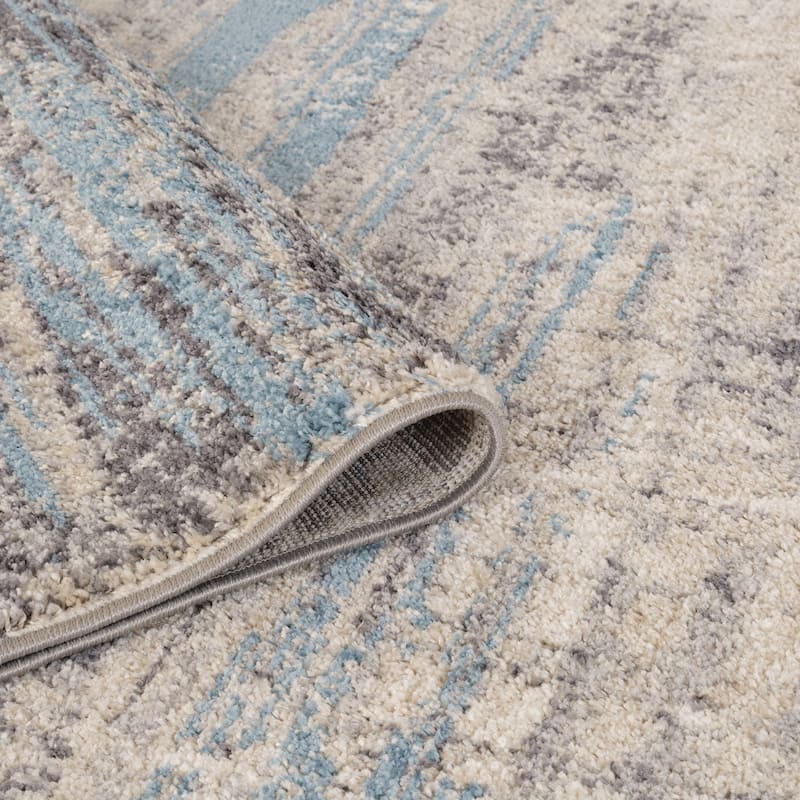Avant Blue Abstract Power-Loom Area Rug 2' x 3'