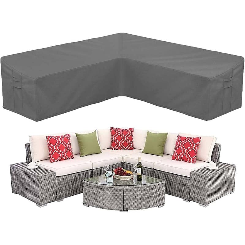 Waterproof Patio Sectional Sofa Cover Outdoor Couch Cover Furniture Cover - 100"x100"(V-Shaped)